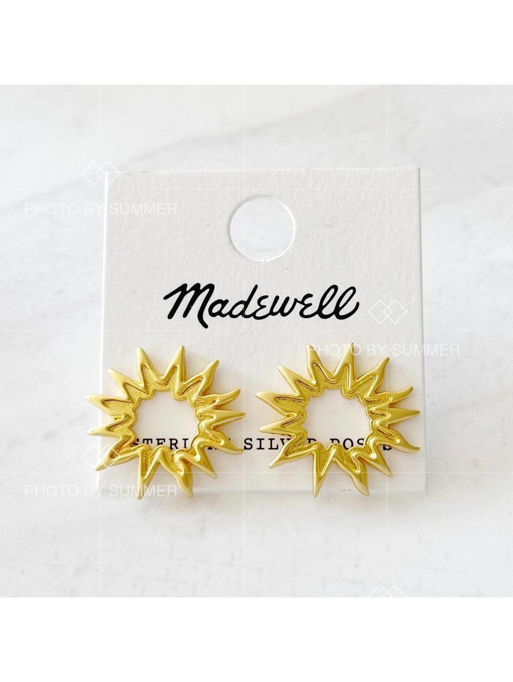 Madewell Gold Sunburst Hoop Earrings